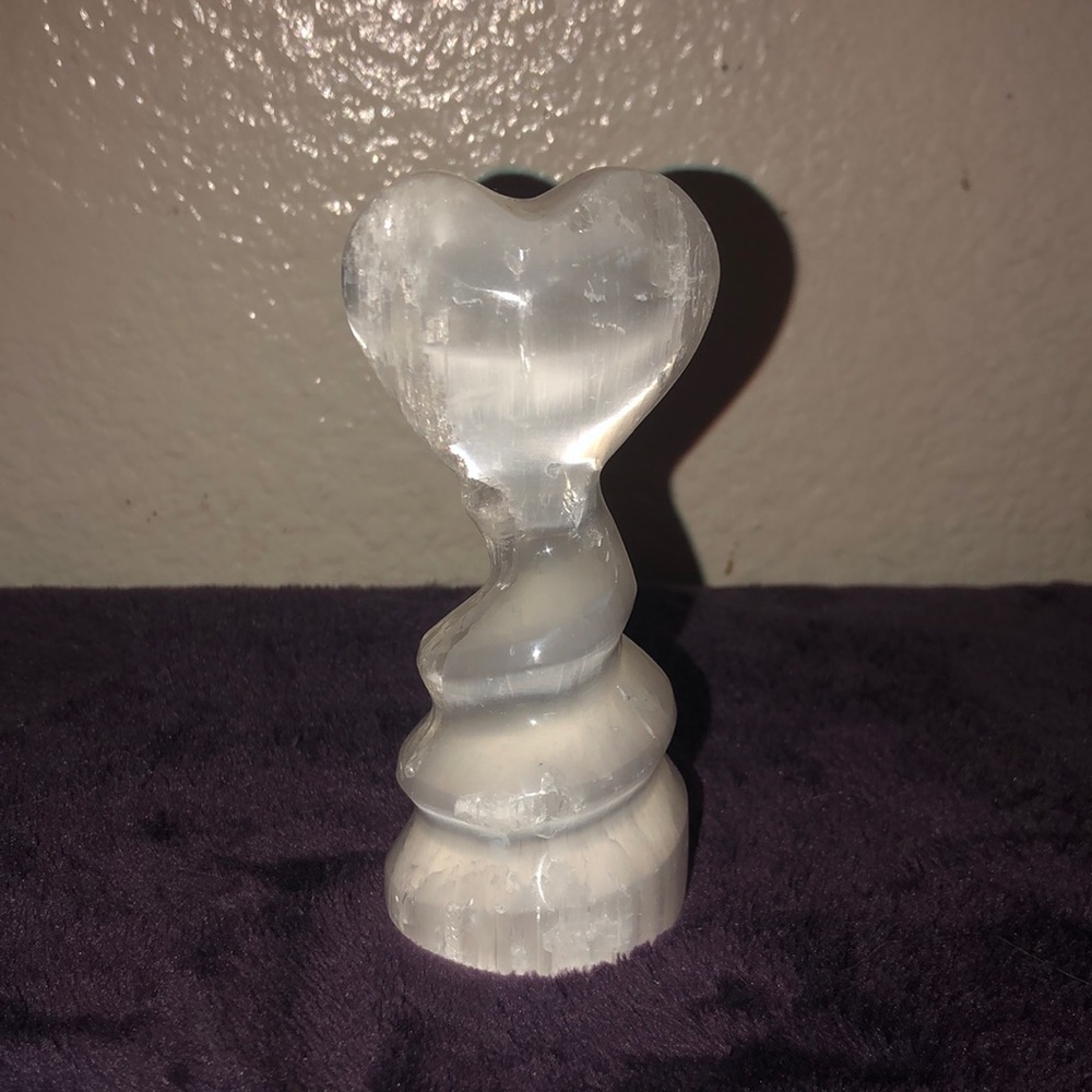 Selenite Heart Tower Crystal - 3.9”